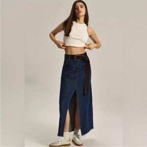 Anthropologie The Madi Front-Slit Denim Skirt by Pilcro